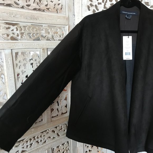NWT French Connection Black Mixed Media Jacket XS - Picture 5 of 11
